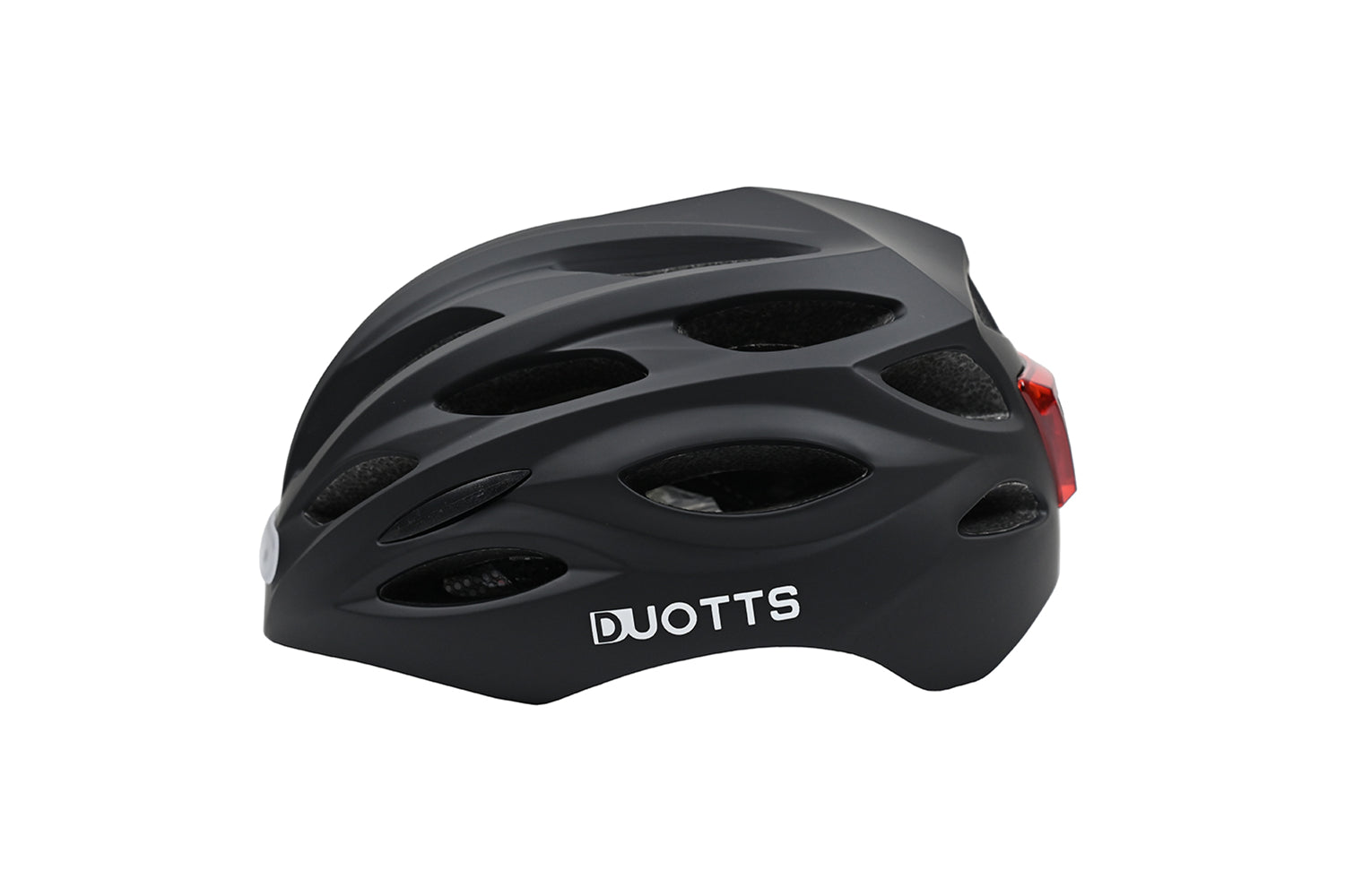 Duotts black helmet designed for safe cycling, featuring durable construction and a comfortable fit for all riders.