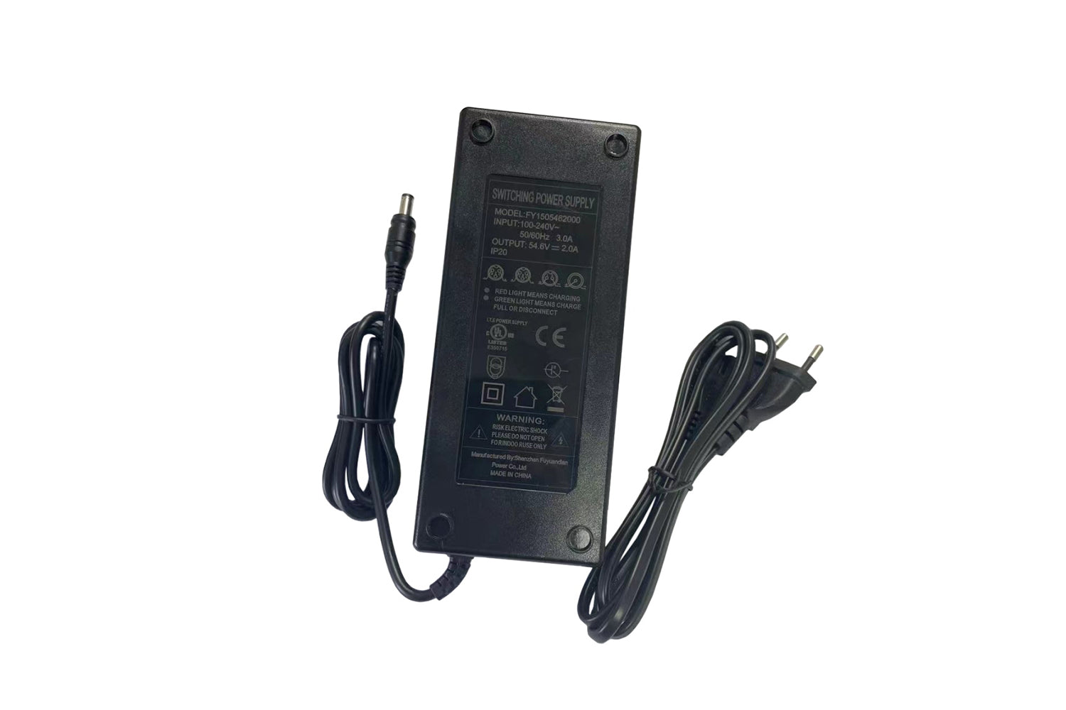 Rear view of DUOTTS 54.6V 2A ebike battery charger for efficient charging