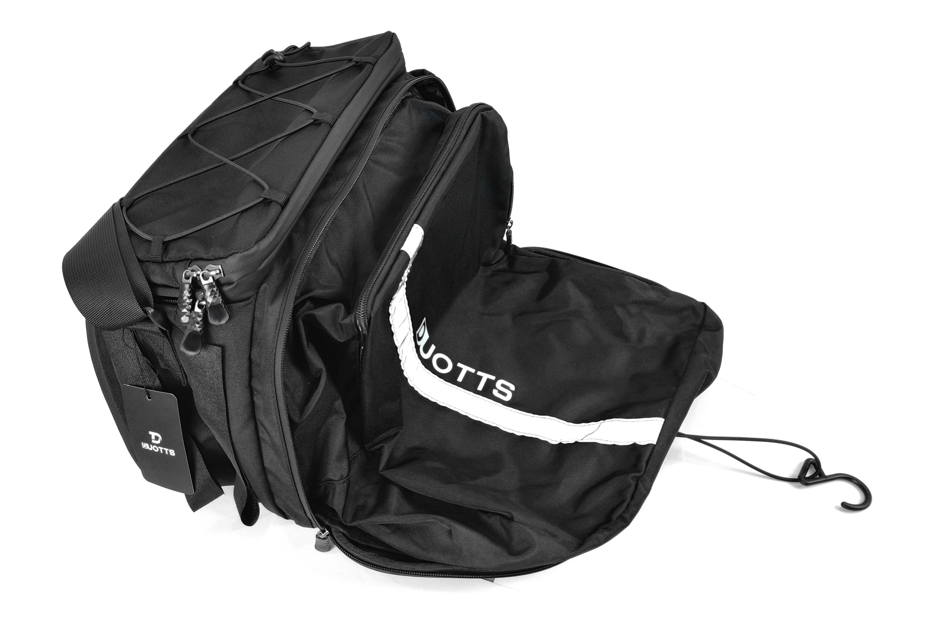 Duotts travel bag shown in both folded and expanded forms, highlighting its versatility and space-saving design.